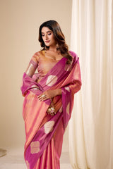RajPath Fabrics Sunlight Handloom Tissue Soft Silk Saree - 6 Pcs Set
