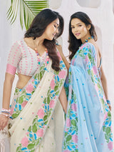 RajPath Gulabi Silk Linen Saree 6 Pcs Set