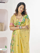 RajPath Gulabi Silk Linen Saree 6 Pcs Set