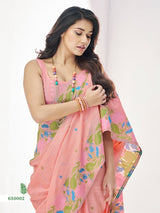 RajPath Gulabi Silk Linen Saree 6 Pcs Set