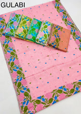 Rajpath Gulabi Silk Linen Saree - Soft Lightweight Floral Printed Saree with Blouse - Summer Collection by M.R. Saree Emporium