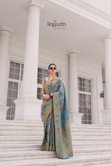 RajPath Koper Silk Kuraa Silk Designer Saree - 5 Pcs Wholesale Set