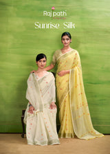 RajPath Sunrise Linen Silk Saree Set - Elegant Soft Silk Designer Collection 6 Pcs Set