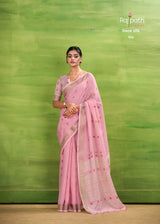 RajPath Sunrise Linen Silk Saree Set - Elegant Soft Silk Designer Collection 6 Pcs Set