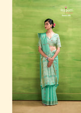 RajPath Sunrise Linen Silk Saree Set - Elegant Soft Silk Designer Collection 6 Pcs Set