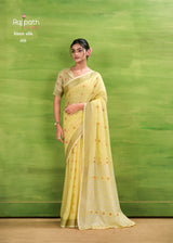 RajPath Sunrise Linen Silk Saree Set - Elegant Soft Silk Designer Collection 6 Pcs Set