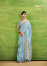 RajPath Sunrise Linen Silk Saree Set - Elegant Soft Silk Designer Collection 6 Pcs Set