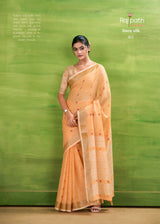 RajPath Sunrise Linen Silk Saree Set - Elegant Soft Silk Designer Collection 6 Pcs Set