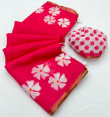 RajYog Lisha Soft Cotton Linen Saree with Zari Border - 8 Pcs Set - Wholesale