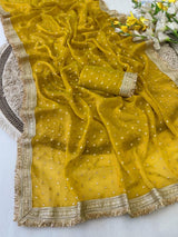 RajYog Manali Silk Two Tone Georgette Saree with Zari Butti - 6 Pcs Set - Wholesale