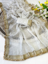 RajYog Manali Silk Two Tone Georgette Saree with Zari Butti - 6 Pcs Set - Wholesale