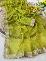 RajYog Manali Silk Two Tone Georgette Saree with Zari Butti - 6 Pcs Set - Wholesale
