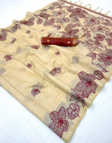 RajYog RajMata Gauri Chanderi Cotton Jamdani Saree - M.R. Saree Emporium