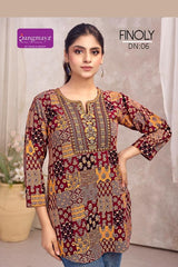 Rangmaya Finoly Cotton Tunic Collection - 8 PCS - Printed Short Tops - M.R. Saree Emporium