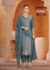 Rangoon Rushika Muslin Jacquard Suit Set - Swarovski Work M to 3XL