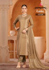 Rangoon Rushika Muslin Jacquard Suit Set - Swarovski Work M to 3XL