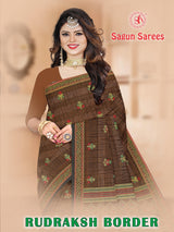 RUDRAKSH BORDER Cotton Printed Saree with Designer Border - 8 Pcs Set