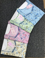 Women's Soft Cotton Printed Nighty - Full Length Sleepwear 4 Pcs Set