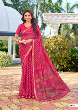 SR Gouri Lehriya Diamond Georgette Printed Saree with Zari Border