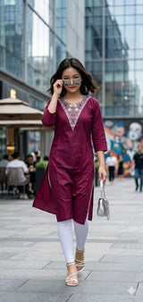Style 1130 Dabu Cotton Embroidered Kurt - 4 Pcs Set