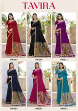 Subhash Tavira Cotton Weaving Saree - 6 PCS Set