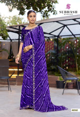 Subhash Tiyana Chiffon Saree - 7 PCS Set
