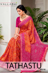 TATHASTU Vol-02 Cotton Bandhani Printed Saree with Designer Border - 6 Pcs Set
