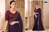 TFH Designer Saree Set - Satin Georgette Party Wear Collection - 6 pcs Set