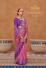 TRIRATH Pure Patola Mercerized Sigma Silk Saree (11 Pcs Set) with Gold Print & Designer Blouse