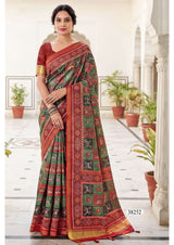 Vallabhi Bamboo Digital Print Saree 6 Pcs Set