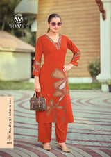Woodee Harmeen Rayon Co-Ord Set Thread Work