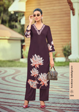 Woodee Harmeen Rayon Co-Ord Set Thread Work
