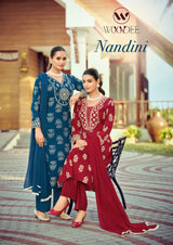 Woodee Nandini Rayon Suit Set 6 Pcs S to 3XL