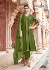 Wooglee Mirza Viscose Weaving Hand & Thread Work 4-Piece Suit Set