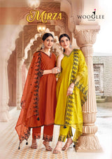 Wooglee Mirza Viscose Weaving Hand & Thread Work 4-Piece Suit Set