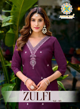Zulfi Vol. 3 Women's Heavy Vetican Embroidered Straight Kurti