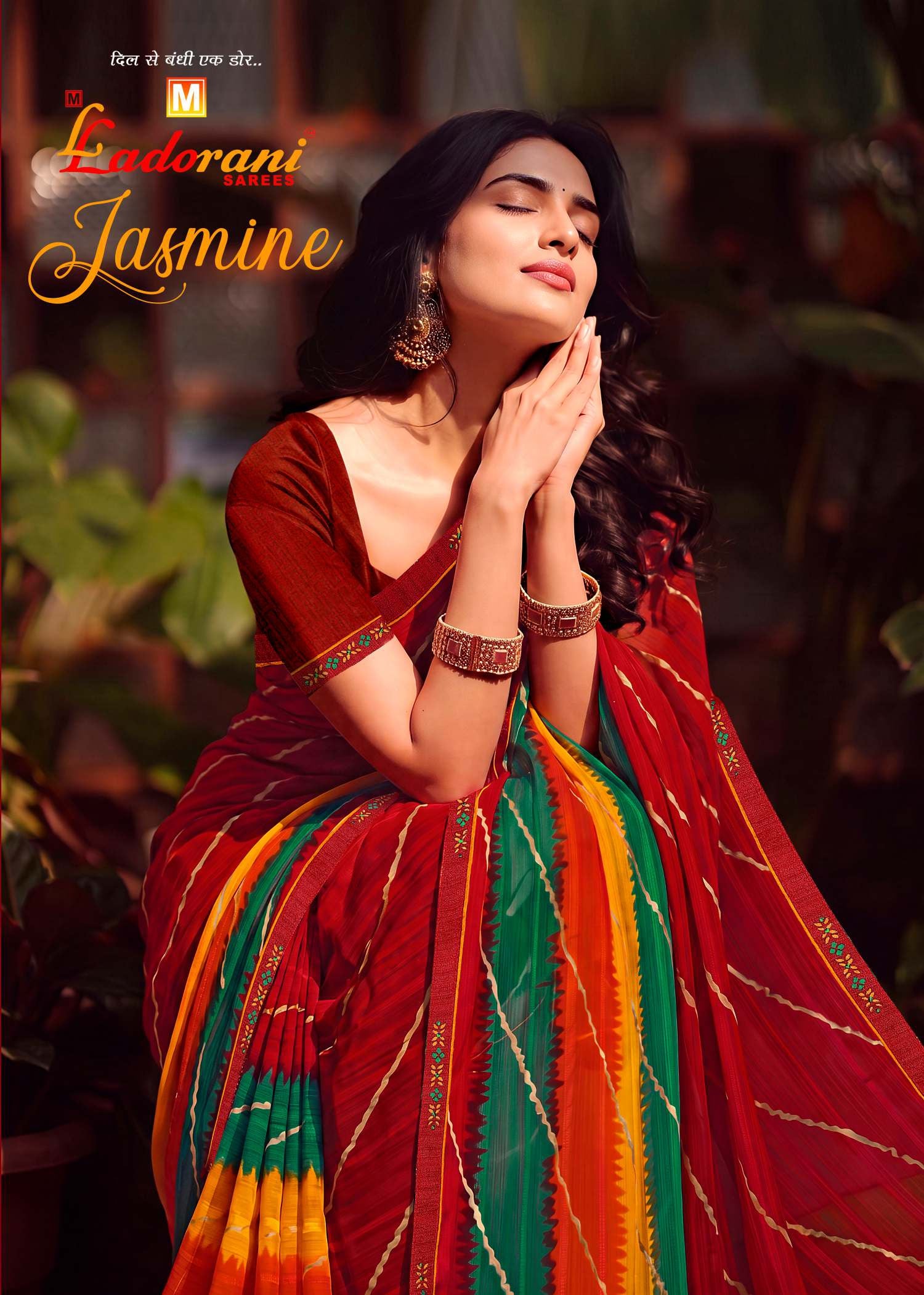 Ladorani Jasmine Designer Saree with Fancy Border 8 Pcs Set