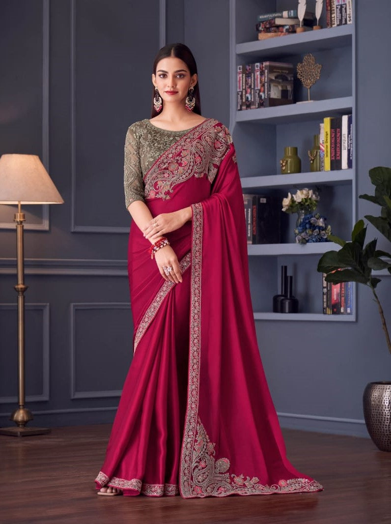 Silver Screen Edition Hits – Florence Sartin Saree with Banglori Silk Blouse (5 Pcs Set) – M.R. Saree Emporium