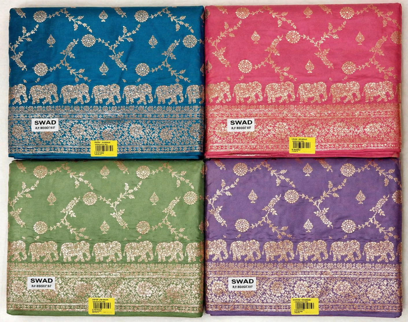 Saree for Women - Satin Silk Elephant Zari Border Wedding Saree Collection (MOQ 6 PCS) - M.R. Saree Emporium