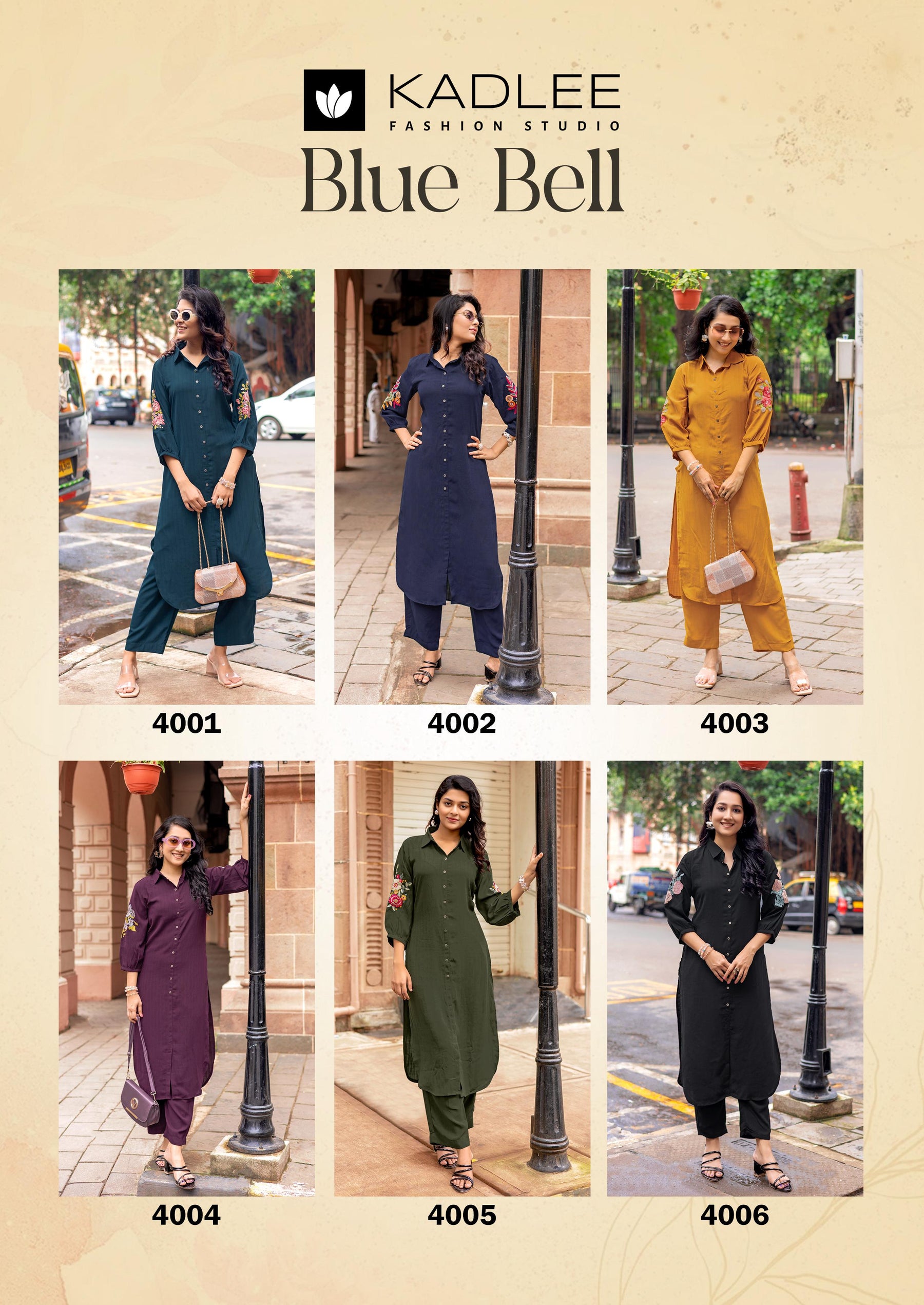 Kadlee Blue Bell Indox Kurti Pant Set - 6 PCS Set - Thread Work Designer Collection - M.R. Saree Emporium