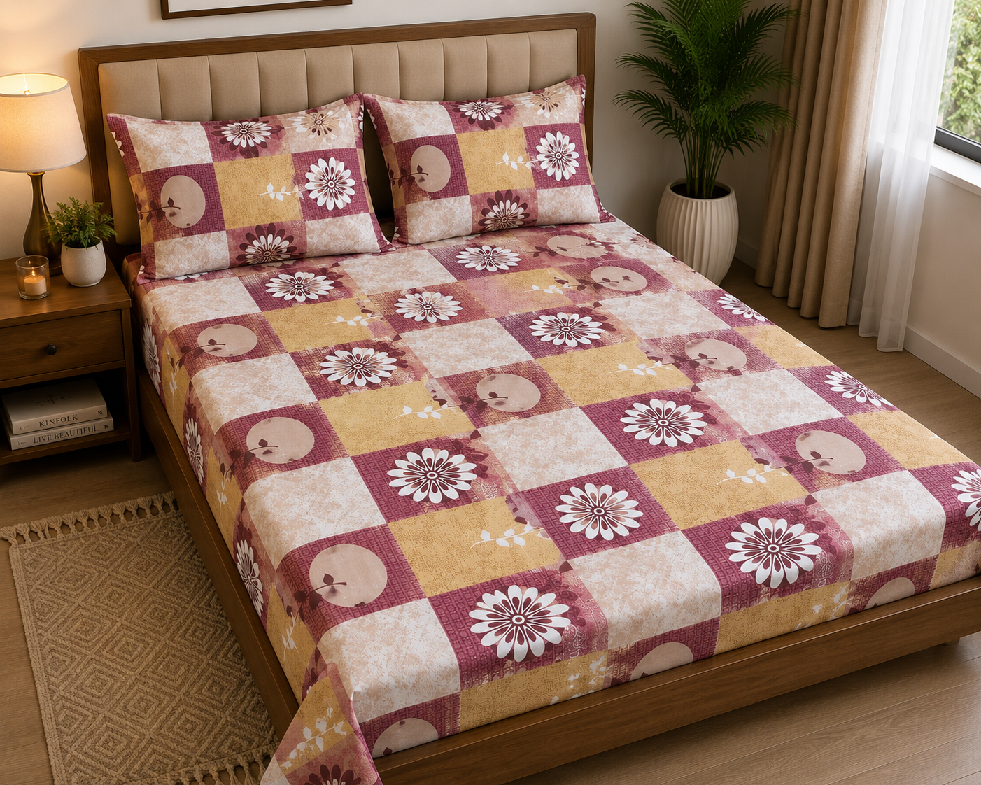 Single Size Printed Bedsheet with 2 Pillow Covers - M.R. Saree Emporium