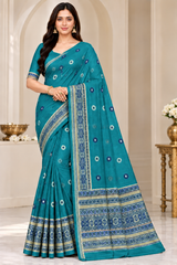 Cotton Traditional Printed Saree with Designer Woven Border - 15 Pcs Set.
