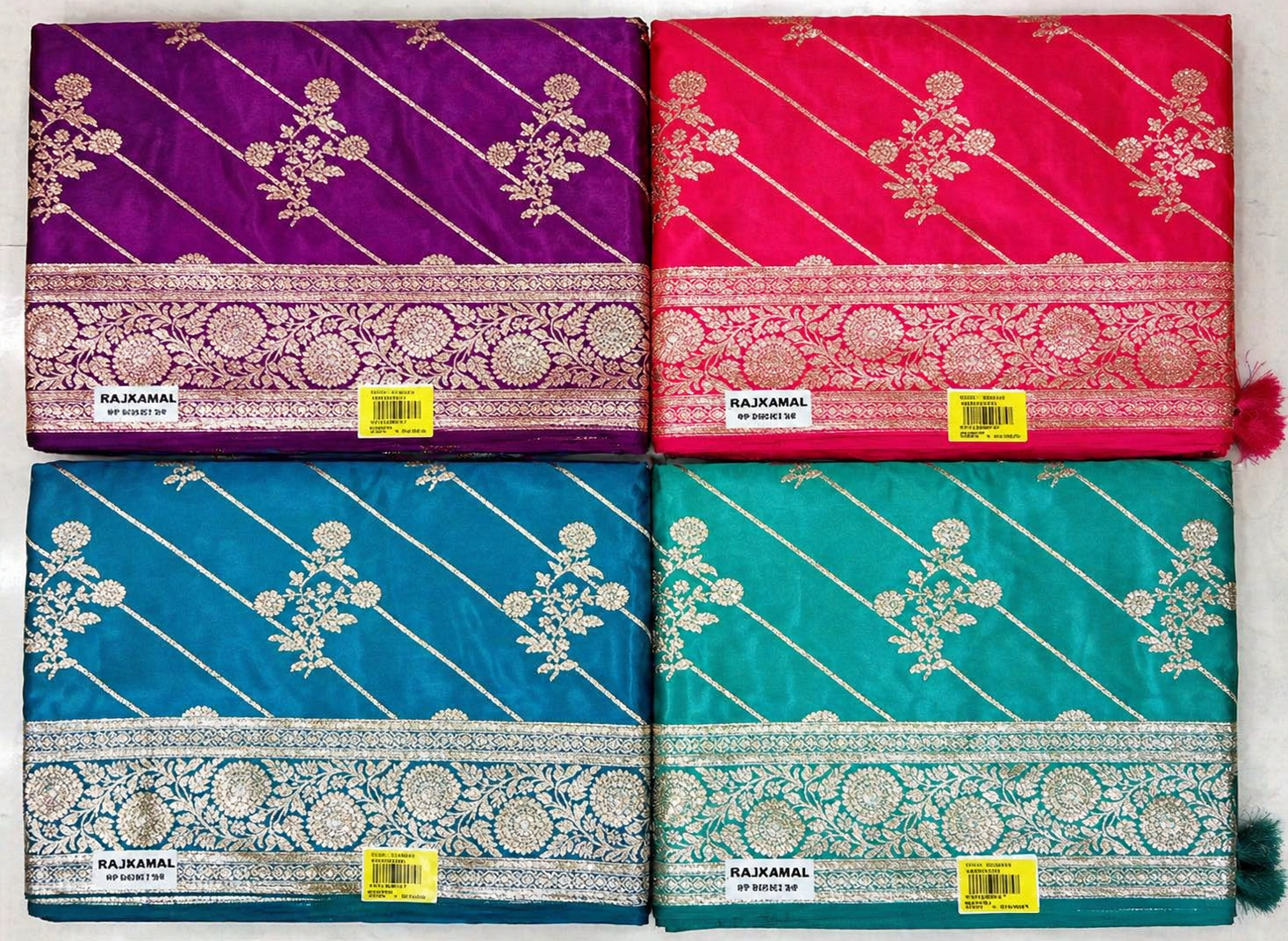 Saree for Women - Satin Silk Zari Work Wedding Saree Designer Collection (MOQ 6 PCS) - M.R. Saree Emporium