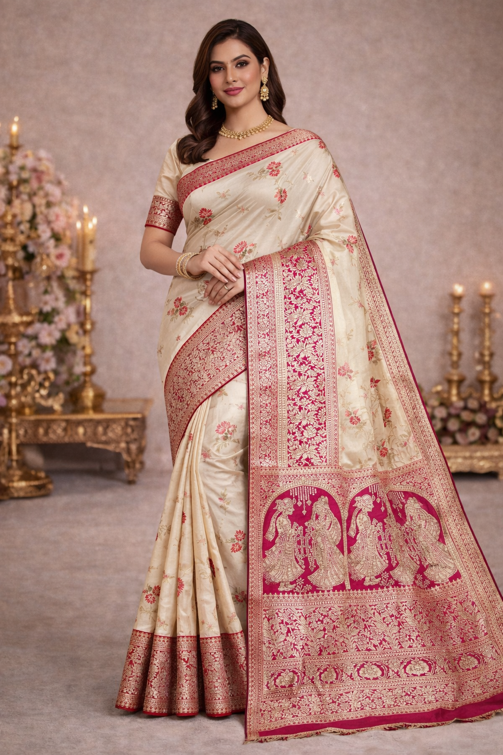 Silk Festival Banarasi Silk Saree Set (2 Pcs) – Heavy Temple Zari Wedding Collection-M.R. Saree Emporium