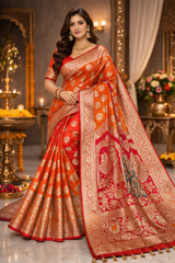 Silk Festival Heavy Zari Banarasi Silk Saree Set (4 Pcs) – Wedding & Festive Collection-M.R. Saree Emporium