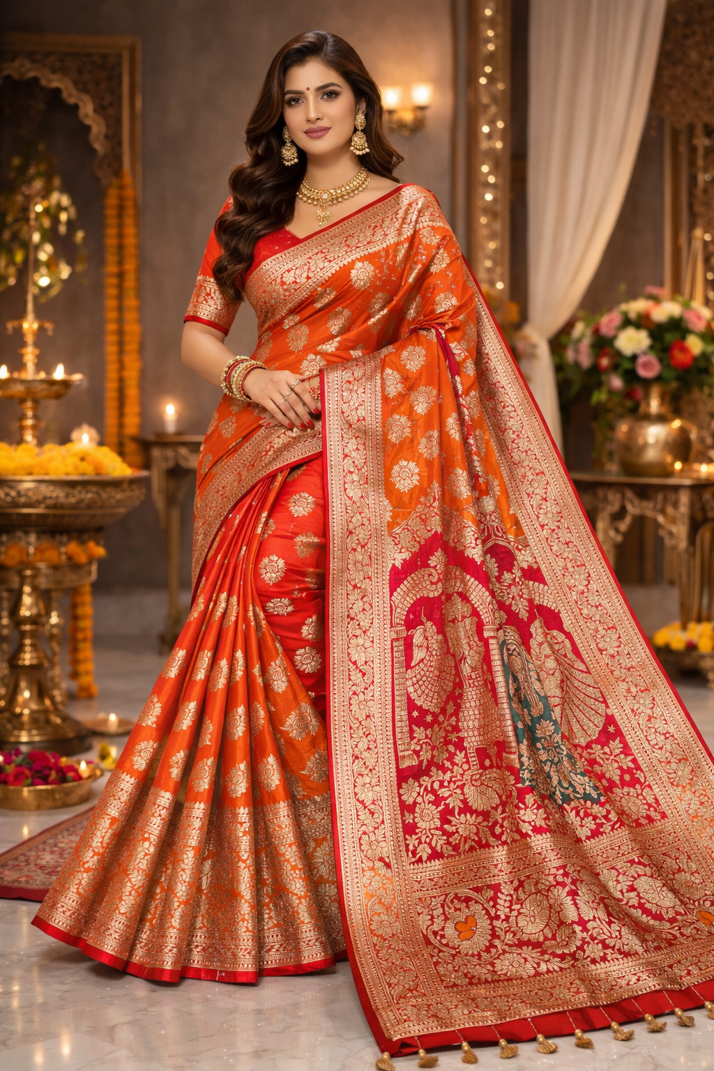 Silk Festival Heavy Zari Banarasi Silk Saree Set (4 Pcs) – Wedding & Festive Collection-M.R. Saree Emporium