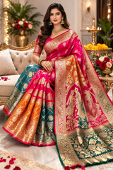 Silk Festival Royal Procession Banarasi Silk Saree Set (4 Pcs) – Heavy Zari Wedding Collection-M.R. Saree Emporium