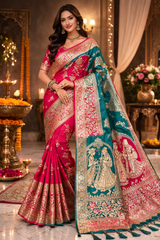 Silk Festival Royal Couple Banarasi Silk Saree Set (4 Pcs) – Heavy Zari Wedding Collection -M.R. Saree Emporium