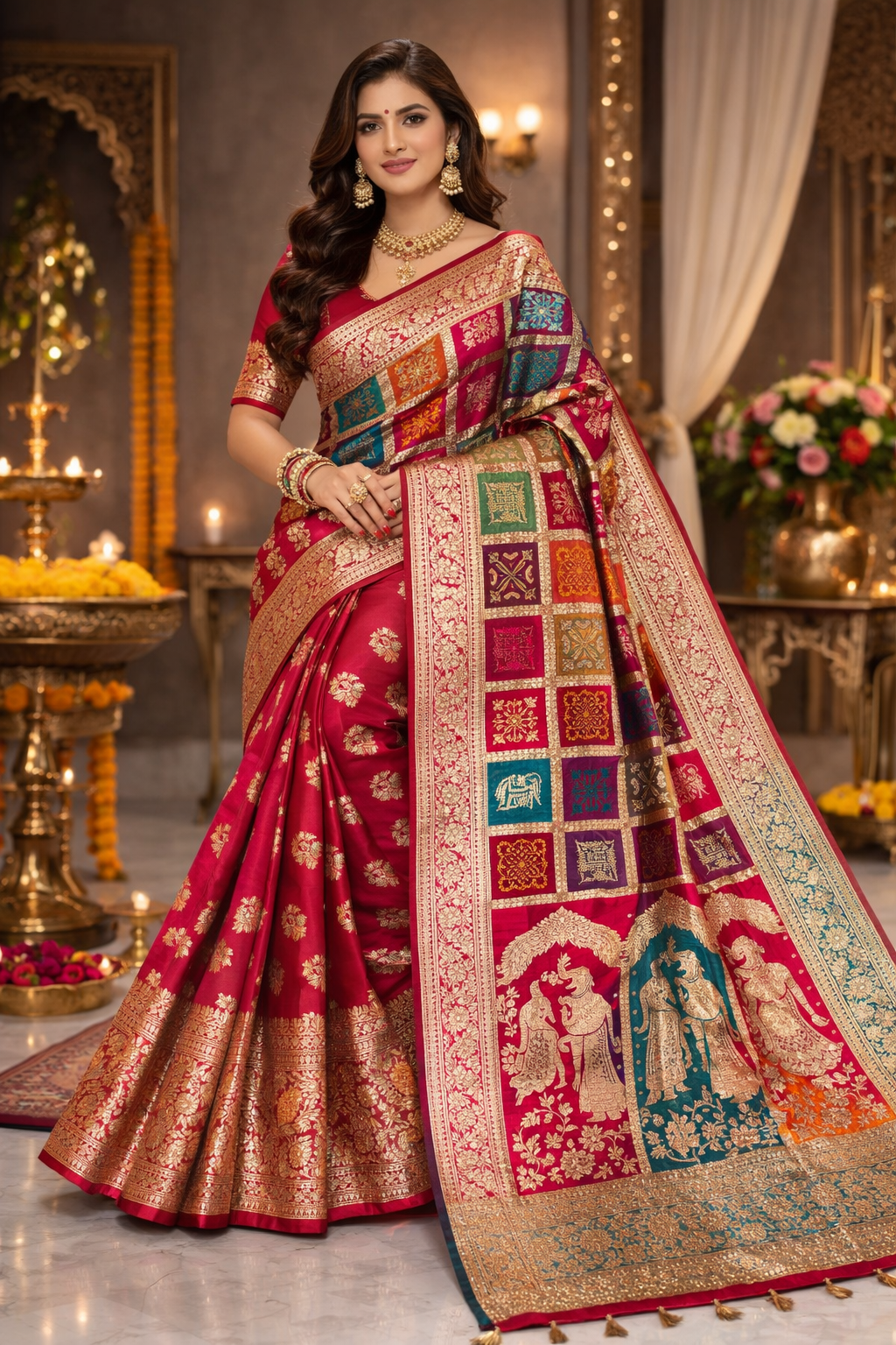 Silk Festival Designer Banarasi Silk Saree Set (5 Pcs) – Heavy Zari Wedding Collection-M.R. Saree Emporium