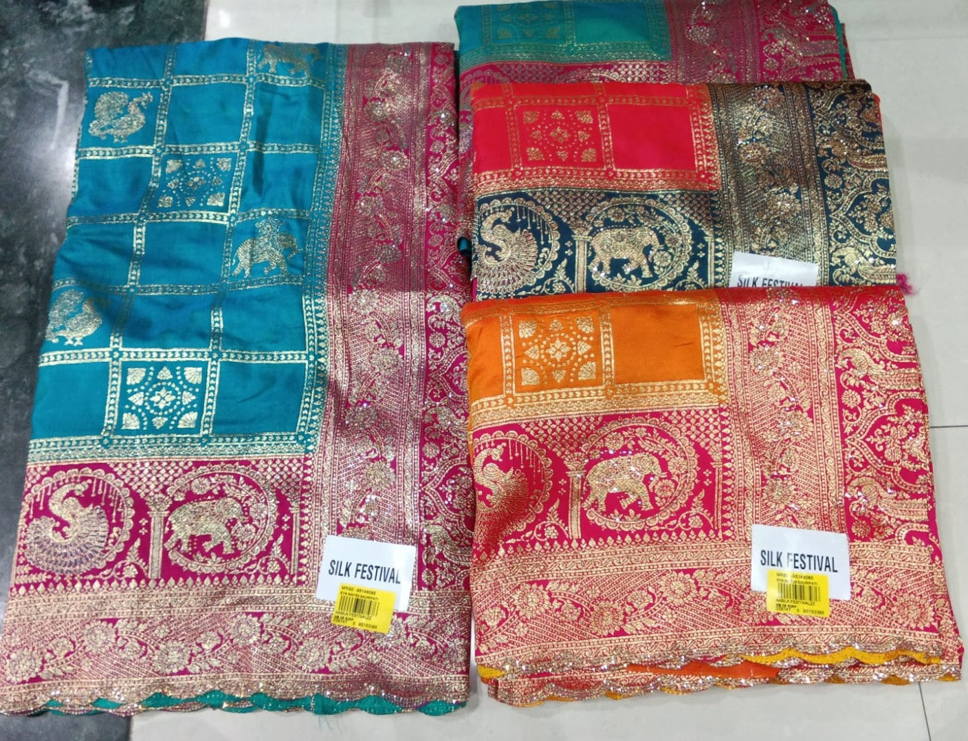 Silk Festival Elephant Motif Banarasi Silk Saree Set (4 Pcs) – Heavy Zari Wedding Collection-M.R. Saree Emporium